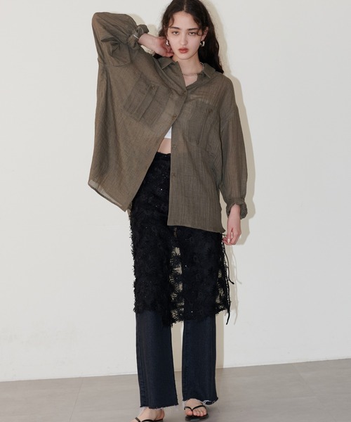 LARUTA(ラルータ)の「【LARUTA】シアーポケット付きシャツ(シャツ/ブラウス・レディース・アイボリー/ピンク/ブラック/カーキ/ライトベージュ・FREE)」の21枚目の写真