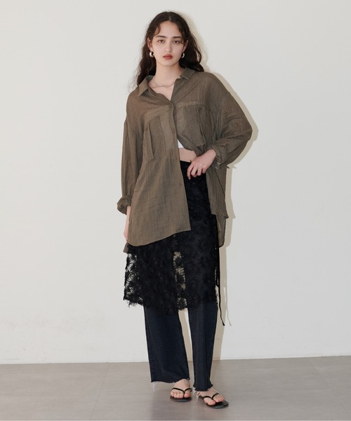 LARUTA(ラルータ)の「【LARUTA】シアーポケット付きシャツ(シャツ/ブラウス・レディース・アイボリー/ピンク/ブラック/カーキ/ライトベージュ・FREE)」の20枚目の写真