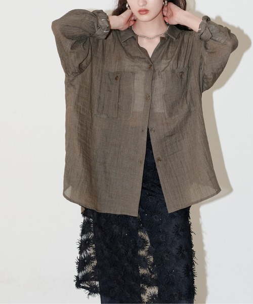 LARUTA(ラルータ)の「【LARUTA】シアーポケット付きシャツ(シャツ/ブラウス・レディース・アイボリー/ピンク/ブラック/カーキ/ライトベージュ・FREE)」の22枚目の写真