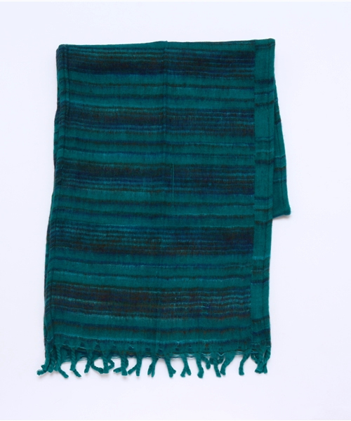 チャイハネ（チャイハネ）の「【チャイハネ】カラフルボーダーアクリルショール（マフラー・レディース・レッド系その他/ベージュ/ブラウン/グリーン/レッド/ピンク/サファリグリーン/その他/パープル/その他1/その他2/オレンジ系その他/ブラック系その他/ブラック/ホワイト/ブラックミックス/イエロー/ネイビー/オレンジ/プラム/ラベンダー/ブルー/オレンジ系その他2/カーキ/ブラック系その他2/ライトグリーン/ブラウン系その他/ライトイエロー/マスタード/ブルー系その他/ターコイズブルー・FREE）」の10枚目の写真