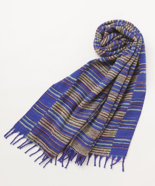 チャイハネ（チャイハネ）の「【チャイハネ】カラフルボーダーアクリルショール（マフラー・レディース・レッド系その他/ベージュ/ブラウン/グリーン/レッド/ピンク/サファリグリーン/その他/パープル/その他1/その他2/オレンジ系その他/ブラック系その他/ブラック/ホワイト/ブラックミックス/イエロー/ネイビー/オレンジ/プラム/ラベンダー/ブルー/オレンジ系その他2/カーキ/ブラック系その他2/ライトグリーン/ブラウン系その他/ライトイエロー/マスタード/ブルー系その他/ターコイズブルー・FREE）」の16枚目の写真