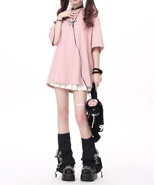gossip!ロサンゼルス(ゴシップロサンゼルス)の「100%棉バックリボンフェミニンゆったりTシャツ(Tシャツ/カットソー・レディース・ピンク/ホワイト/ブラック・FREE)」の4枚目の写真