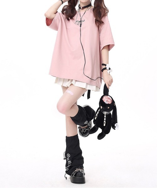 gossip!ロサンゼルス(ゴシップロサンゼルス)の「100%棉バックリボンフェミニンゆったりTシャツ(Tシャツ/カットソー・レディース・ピンク/ホワイト/ブラック・FREE)」の7枚目の写真