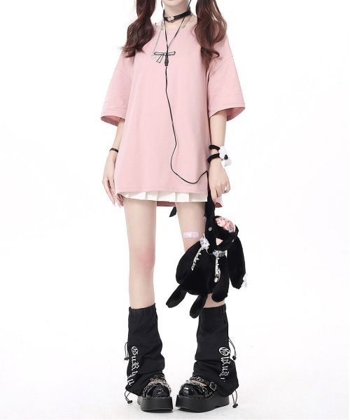 gossip!ロサンゼルス(ゴシップロサンゼルス)の「100%棉バックリボンフェミニンゆったりTシャツ(Tシャツ/カットソー・レディース・ピンク/ホワイト/ブラック・FREE)」の16枚目の写真