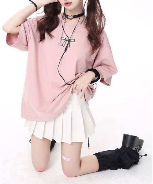 gossip!ロサンゼルス(ゴシップロサンゼルス)の「100%棉バックリボンフェミニンゆったりTシャツ(Tシャツ/カットソー・レディース・ピンク/ホワイト/ブラック・FREE)」の17枚目の写真