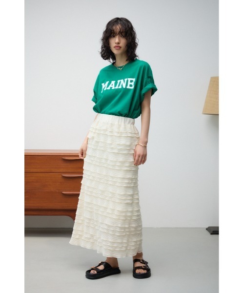 AZUL by moussy(アズールバイマウジー)の「フリルメッシュタイトスカート(スカート・レディース・ブラック/アイボリー・FREE)」の5枚目の写真