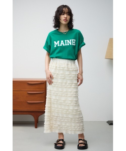 AZUL by moussy(アズールバイマウジー)の「フリルメッシュタイトスカート(スカート・レディース・ブラック/アイボリー・FREE)」の6枚目の写真
