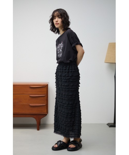 AZUL by moussy(アズールバイマウジー)の「フリルメッシュタイトスカート(スカート・レディース・ブラック/アイボリー・FREE)」の17枚目の写真