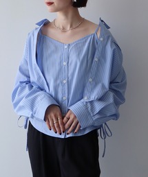 Set2点 ドロストショートシャツ＋キャミブラウス