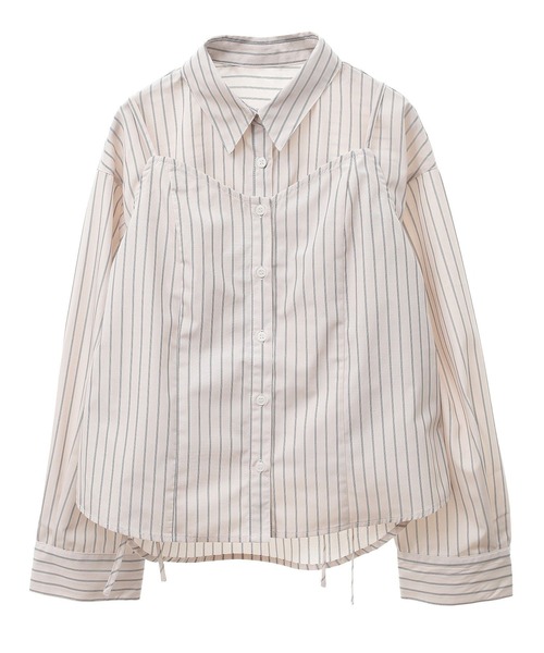 earth music&ecology（アースミュージックアンドエコロジー）の「Set2点 ドロストショートシャツ＋キャミブラウス（シャツ/ブラウス・レディース・ベージュ/ライトブルー/オフホワイト・FREE）」の5枚目の写真