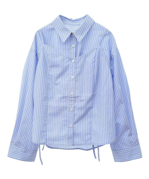 earth music&ecology（アースミュージックアンドエコロジー）の「Set2点 ドロストショートシャツ＋キャミブラウス（シャツ/ブラウス・レディース・ベージュ/ライトブルー/オフホワイト・FREE）」の6枚目の写真