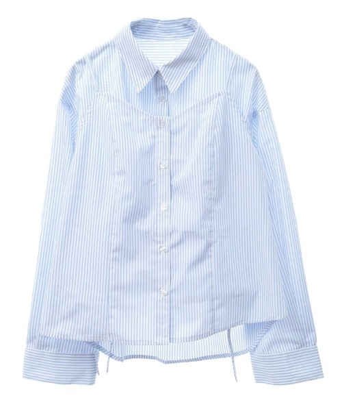 earth music&ecology（アースミュージックアンドエコロジー）の「Set2点 ドロストショートシャツ＋キャミブラウス（シャツ/ブラウス・レディース・ベージュ/ライトブルー/オフホワイト・FREE）」の10枚目の写真