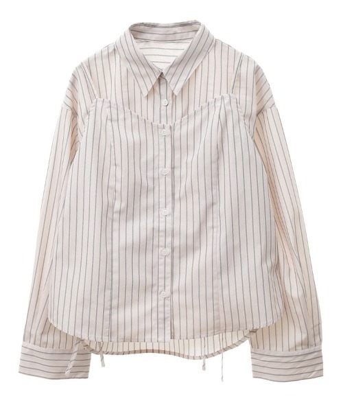 earth music&ecology（アースミュージックアンドエコロジー）の「Set2点 ドロストショートシャツ＋キャミブラウス（シャツ/ブラウス・レディース・ベージュ/ライトブルー/オフホワイト・FREE）」の11枚目の写真