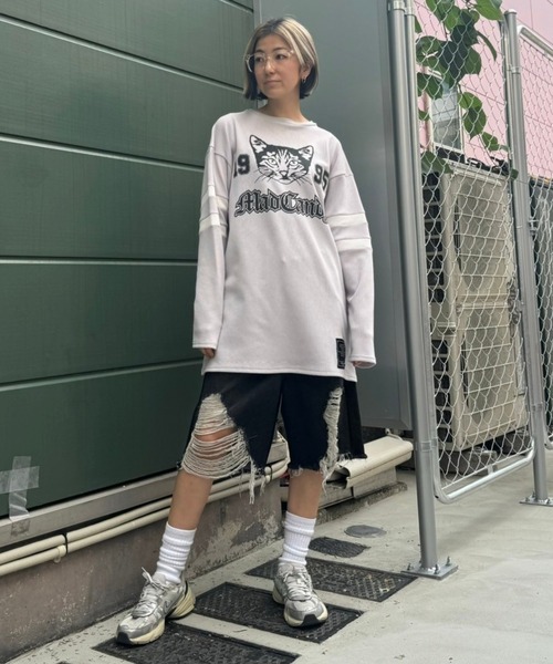 Candy Stripper（キャンディストリッパー）の「DAMAGE SHORT ジーンズ（デニムパンツ・レディース・ブラック/インディゴブルー・2）」の6枚目の写真