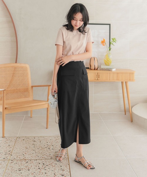 KOBE LETTUCE（コウベレタス）の「[ 選べるサイズ/丈 ] 走れるストレッチカーゴ風スカート（スカート・レディース・ブラック/ベージュ/カーキ/ブルー系/チャコール/ネイビー/アイボリー系・M/L/M1/L1）」の19枚目の写真