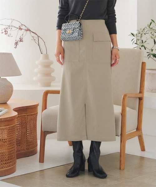 KOBE LETTUCE（コウベレタス）の「[ 選べるサイズ/丈 ] 走れるストレッチカーゴ風スカート（スカート・レディース・ブラック/ベージュ/カーキ/ブルー系/チャコール/ネイビー/アイボリー系・M/L/M1/L1）」の13枚目の写真