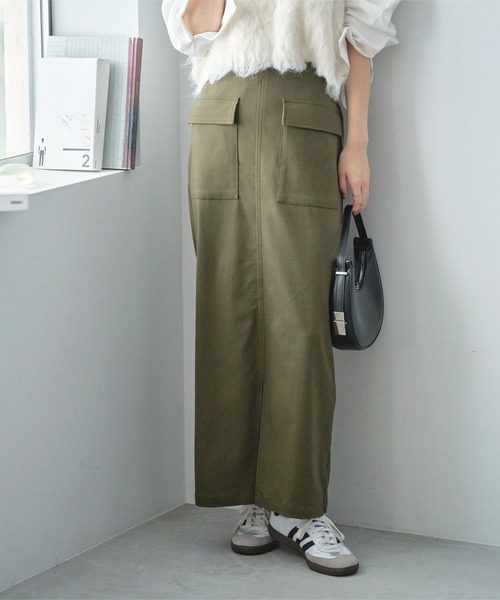 KOBE LETTUCE（コウベレタス）の「[ 選べるサイズ/丈 ] 走れるストレッチカーゴ風スカート（スカート・レディース・ブラック/ベージュ/カーキ/ブルー系/チャコール/ネイビー/アイボリー系・M/L/M1/L1）」の16枚目の写真