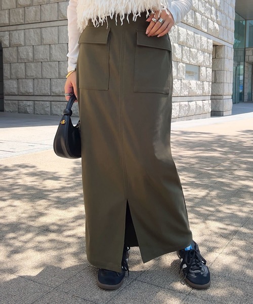 選べるサイズ/丈 ] 走れるストレッチカーゴ風スカート（スカート