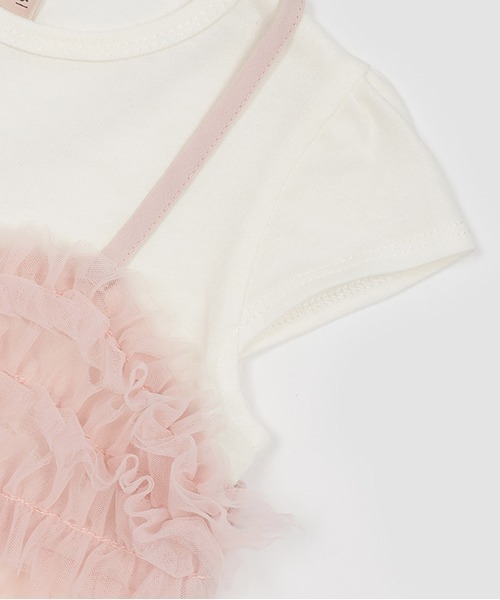 petit main(プティマイン)の「【リンク】チュールキャミTシャツセット(キッズ)(Tシャツ/カットソー・キッズ・ライトピンク/チャコール・80cm/90cm/100cm/110cm/120cm/130cm)」の7枚目の写真