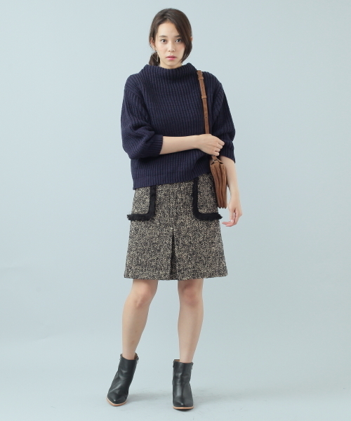 ELFORBR（エルフォーブル）の「ツィードフリンジトリミングAラインスカート（スカート・レディース・ブラウン/ブルー・38/36）」の15枚目の写真