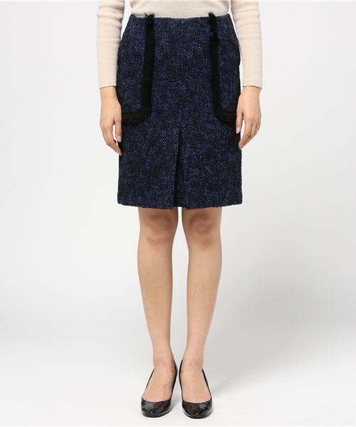 ELFORBR（エルフォーブル）の「ツィードフリンジトリミングAラインスカート（スカート・レディース・ブラウン/ブルー・38/36）」の6枚目の写真