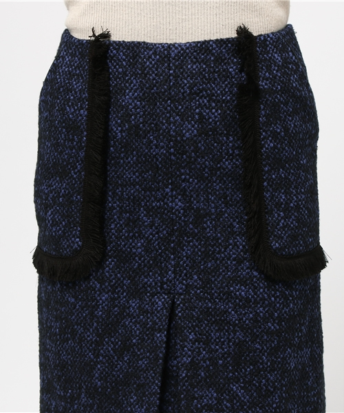 ELFORBR（エルフォーブル）の「ツィードフリンジトリミングAラインスカート（スカート・レディース・ブラウン/ブルー・38/36）」の9枚目の写真