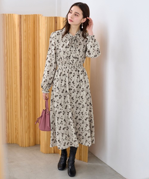 alotta(アロッタ)の「美人シルエットボウタイワンピース(ワンピース・レディース・グレー/ブラック・M/L/LL/3L)」の11枚目の写真
