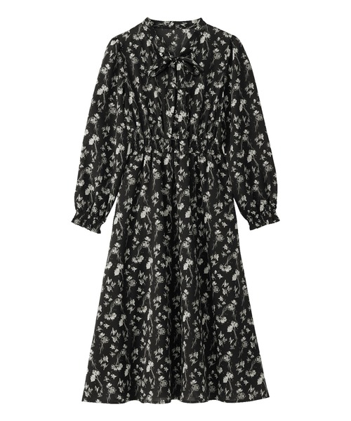 alotta(アロッタ)の「美人シルエットボウタイワンピース(ワンピース・レディース・グレー/ブラック・M/L/LL/3L)」の4枚目の写真