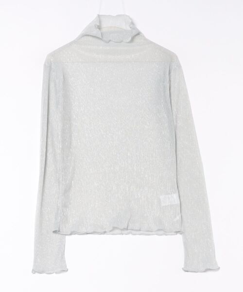 STYLEBLOCK（スタイルブロック）の「ラメプリーツシアータートルネックトップス（Tシャツ/カットソー・レディース・ライトグレー/オフホワイト/ピンク/ゴールド・M）」の2枚目の写真