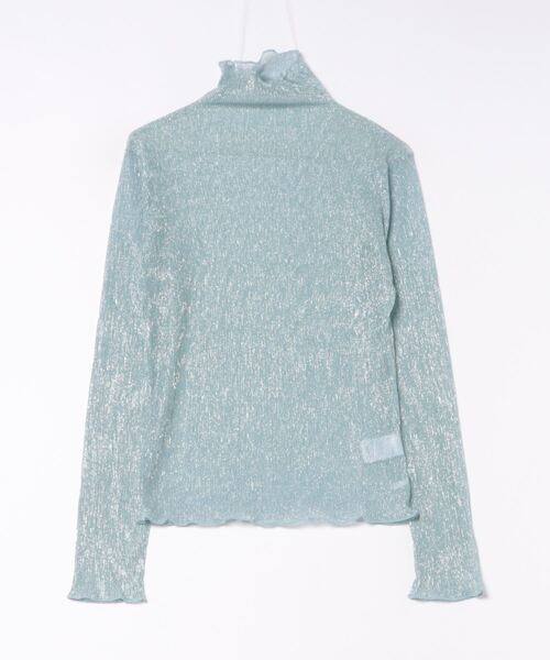 STYLEBLOCK（スタイルブロック）の「ラメプリーツシアータートルネックトップス（Tシャツ/カットソー・レディース・ライトグレー/オフホワイト/ピンク/ゴールド・M）」の3枚目の写真