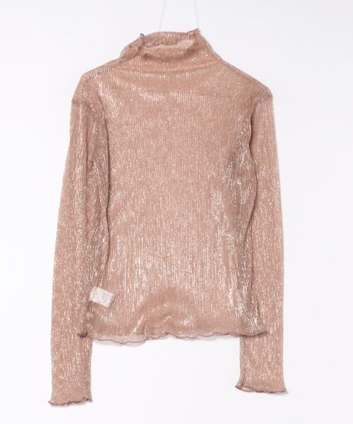 STYLEBLOCK（スタイルブロック）の「ラメプリーツシアータートルネックトップス（Tシャツ/カットソー・レディース・ライトグレー/オフホワイト/ピンク/ゴールド・M）」の5枚目の写真