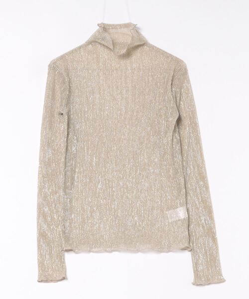 STYLEBLOCK（スタイルブロック）の「ラメプリーツシアータートルネックトップス（Tシャツ/カットソー・レディース・ライトグレー/オフホワイト/ピンク/ゴールド・M）」の6枚目の写真