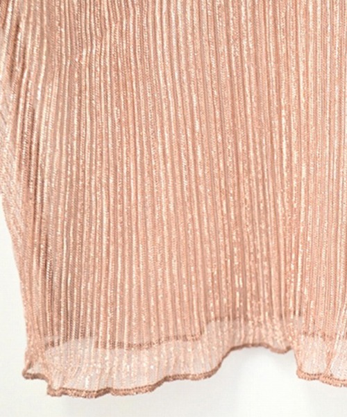 STYLEBLOCK（スタイルブロック）の「ラメプリーツシアータートルネックトップス（Tシャツ/カットソー・レディース・ライトグレー/オフホワイト/ピンク/ゴールド・M）」の9枚目の写真