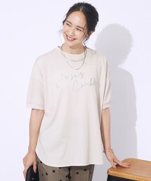DRESKIP | 【洗える/ひんやり/UV】大人のこなれ感 ぷっくりラメロゴTシャツ(Tシャツ/カットソー)