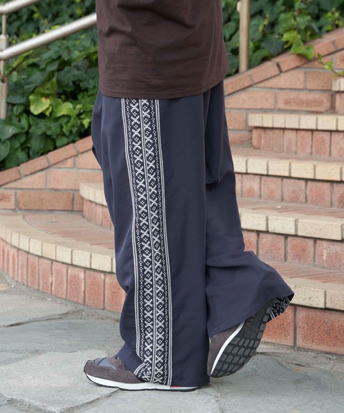 NO NEED（ノーニード）の「キューバ刺繍 リラックスワイドパンツ /セットアップ可能（その他パンツ・メンズ・グレー/ベージュ/ネイビー・ﾌﾘ-）」の19枚目の写真