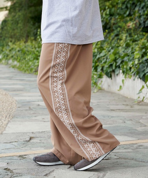 NO NEED（ノーニード）の「キューバ刺繍 リラックスワイドパンツ /セットアップ可能（その他パンツ・メンズ・グレー/ベージュ/ネイビー・ﾌﾘ-）」の14枚目の写真