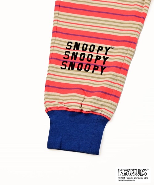 BIG FIELD（ビッグフィールド）の「【PEANUTS】スヌーピー/ワッペンボーダーパンツ（その他パンツ・キッズ・ブラウン/レッド・70/80/90/95/100/110/120/130/140/150）」の5枚目の写真