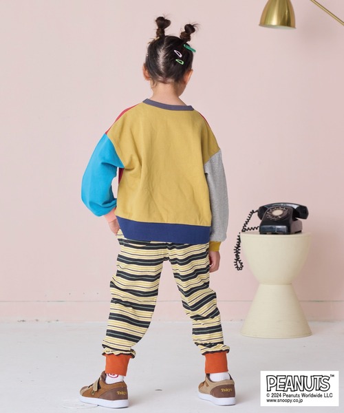 BIG FIELD（ビッグフィールド）の「【PEANUTS】スヌーピー/ワッペンボーダーパンツ（その他パンツ・キッズ・ブラウン/レッド・70/80/90/95/100/110/120/130/140/150）」の9枚目の写真