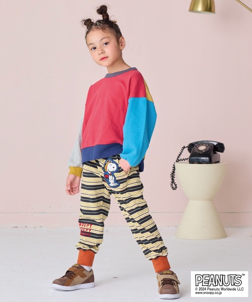 BIG FIELD（ビッグフィールド）の「【PEANUTS】スヌーピー/ワッペンボーダーパンツ（その他パンツ・キッズ・ブラウン/レッド・70/80/90/95/100/110/120/130/140/150）」の10枚目の写真