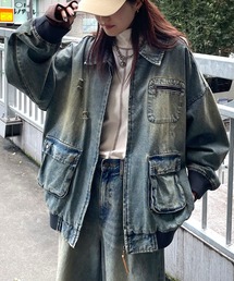 PBLIM/ダメージデニムブルゾン