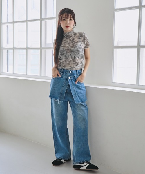 nemne store(ネンネストア)の「《unnome》ニュアンス柄ハイネックシアーTシャツ(Tシャツ/カットソー・レディース・グレー/イエロー・フリー)」の10枚目の写真