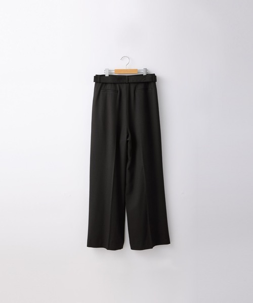 SERACE】Wide straight wool like belted slacks / ワイド