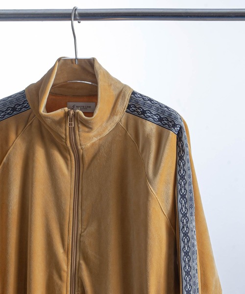 ZIP FIVE -White Line-(ジップファイブホワイトライン)の「【White Line】 90s ベロア コンパクト トラックトップ / トラックジャケット / 短丈 トップス(ブルゾン・メンズ・ブラック/グレー/ベージュ/ネイビー/オレンジ・MEDIUM/LARGE/X-LARGE)」の11枚目の写真