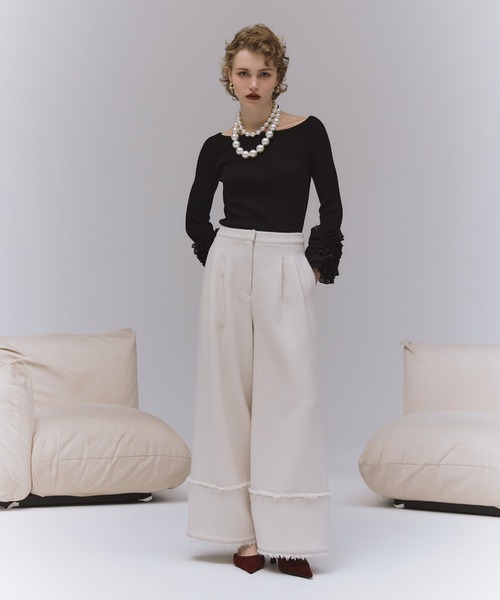 EIMY ISTOIRE（エイミーイストワール）の「ツイードワイドパンツ（その他パンツ・レディース・その他8/ブラック/アイボリー・S/M）」の2枚目の写真