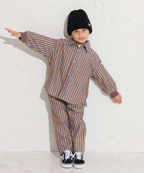 Ocean&Ground(オーシャン&グラウンド)の「ストライプワイドイージーパンツ(その他パンツ・キッズ・ブラウン/サンドベージュ・90/100/110/120/80/130/95/140)」の4枚目の写真