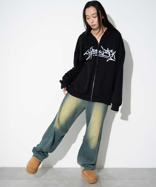 WEGO（ウィゴー）の「WEGO/ワッペンロゴジップパーカー（パーカー・メンズ・ブラック/杢グレー/アッシュグレー/オートミール/ブラウン・MEDIUM/LARGE）」の9枚目の写真