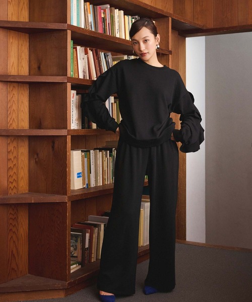 Edit Sheen（エディットシーン）の「スウェットワイドパンツ（スウェットパンツ・レディース・グレイッシュベージュ/ブラック/グレー・M）」の2枚目の写真