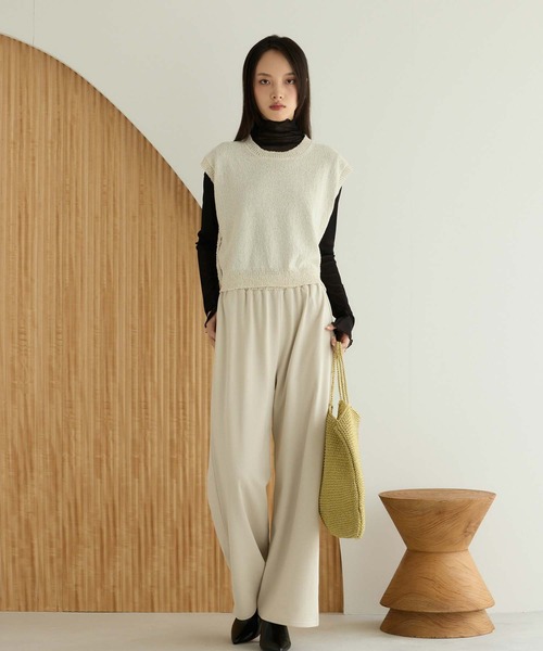 Edit Sheen（エディットシーン）の「スウェットワイドパンツ（スウェットパンツ・レディース・グレイッシュベージュ/ブラック/グレー・M）」の6枚目の写真