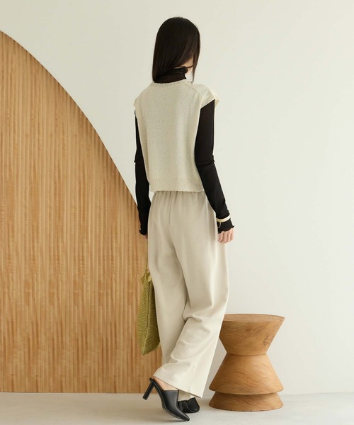 Edit Sheen（エディットシーン）の「スウェットワイドパンツ（スウェットパンツ・レディース・グレイッシュベージュ/ブラック/グレー・M）」の7枚目の写真