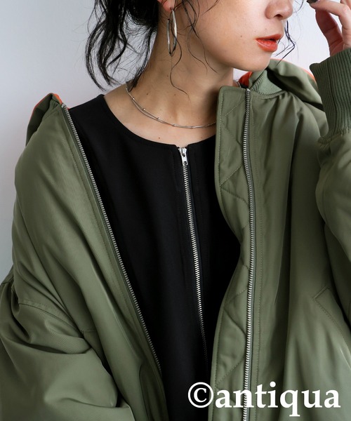 antiqua(アンティカ)の「ジップワンピース(ワンピース・レディース・ブラック/ブルーグリーン・P/R)」の5枚目の写真